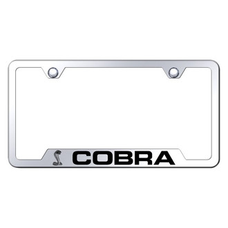 Autogold® - Chrome License Plate Frame with Laser Etched Cobra Logo and Cut-Out