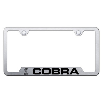Autogold® - Brushed License Plate Frame with Laser Etched Cobra Logo and Cut-Out