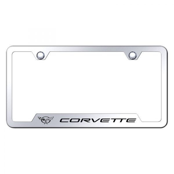 Autogold® - License Plate Frame with Laser Etched Corvette C5 Logo and Cut-Out
