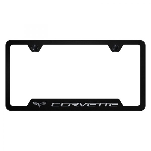 Autogold® - License Plate Frame with Laser Etched Corvette C6 Logo and Cut-Out