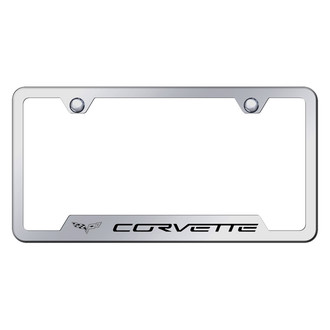 Autogold® - Chrome License Plate Frame with Laser Etched Corvette C6 Logo and Cut-Out