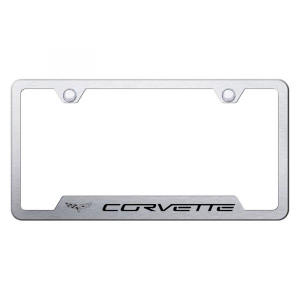 Autogold® - License Plate Frame with Laser Etched Corvette C6 Logo and Cut-Out