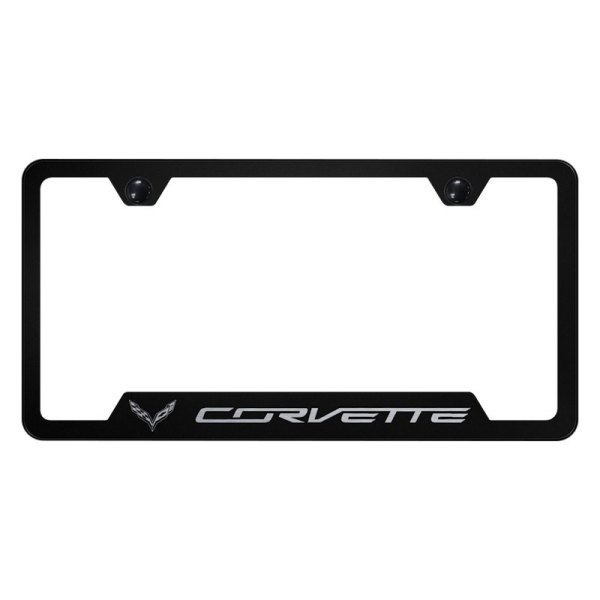 Autogold® - License Plate Frame with Laser Etched Corvette C7 Logo and Cut-Out