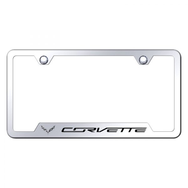 Autogold® - License Plate Frame with Laser Etched Corvette C7 Logo and Cut-Out