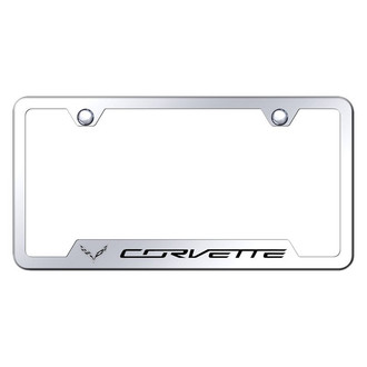 Autogold® - Chrome License Plate Frame with Laser Etched Corvette C7 Logo and Cut-Out