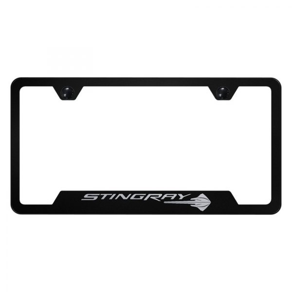 Autogold® - License Plate Frame with Laser Etched Corvette C7 Stingray Logo and Cut-Out