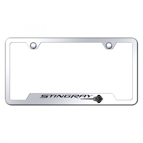 Autogold® - License Plate Frame with Laser Etched Corvette C7 Stingray Logo and Cut-Out