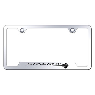Autogold® - Chrome License Plate Frame with Laser Etched Corvette C7 Stingray Logo and Cut-Out
