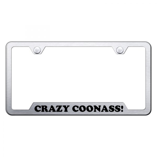 Autogold® - License Plate Frame with Laser Etched Crazy Coonass Logo and Cut-Out