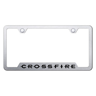Autogold® - Brushed License Plate Frame with Laser Etched Crossfire Logo and Cut-Out