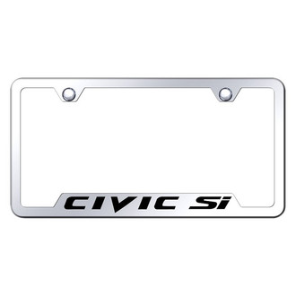 Autogold® - Chrome License Plate Frame with Laser Etched Civic SI Logo and Cut-Out