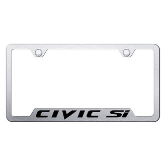 Autogold® - Brushed License Plate Frame with Laser Etched Civic SI Logo and Cut-Out
