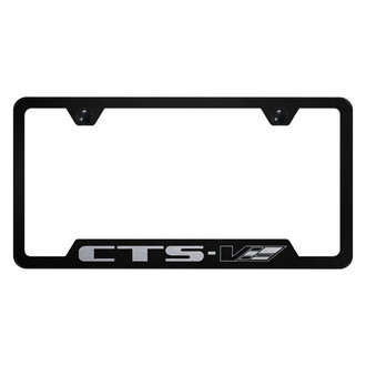 Autogold® - Black License Plate Frame with Laser Etched CTS-V Logo and Cut-Out