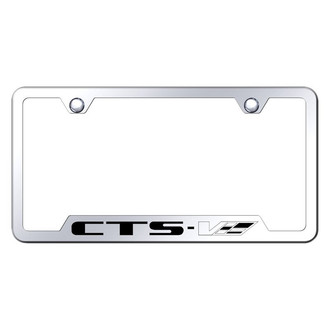 Autogold® - Chrome License Plate Frame with Laser Etched CTS-V Logo and Cut-Out