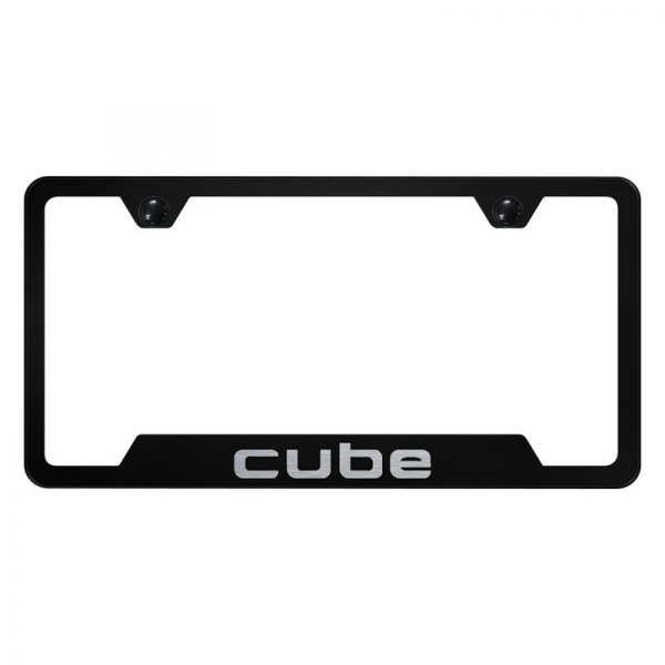 Autogold® - License Plate Frame with Laser Etched Cube Logo and Cut-Out