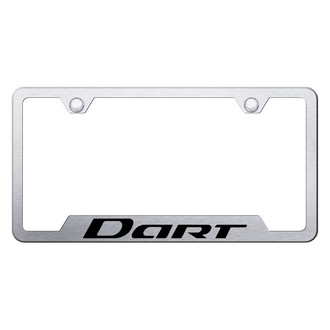 Autogold® - Brushed License Plate Frame with Laser Etched Dart Logo and Cut-Out