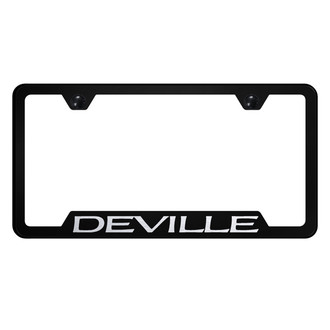 Autogold® - Black License Plate Frame with Laser Etched Deville Logo and Cut-Out