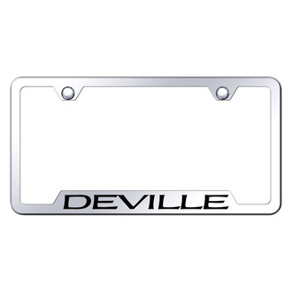 Autogold® - Chrome License Plate Frame with Laser Etched Deville Logo and Cut-Out