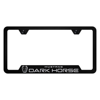 Autogold® - Black License Plate Frame with Laser Etched Mustang Dark Horse Logo and Cut-Out