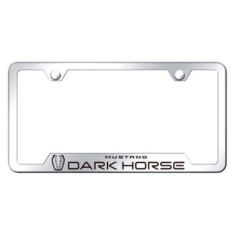 Autogold® - Chrome License Plate Frame with Laser Etched Mustang Dark Horse Logo and Cut-Out