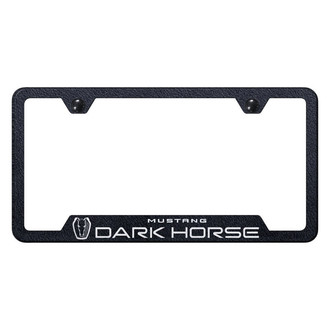 Autogold® - Rugged Black License Plate Frame with Laser Etched Mustang Dark Horse Logo and Cut-Out