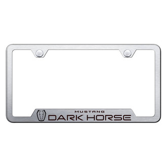 Autogold® - Brushed License Plate Frame with Laser Etched Mustang Dark Horse Logo and Cut-Out
