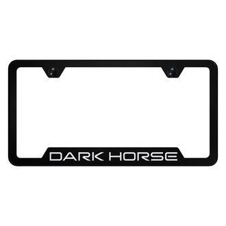 Autogold® - Black License Plate Frame with Laser Etched Dark Horse Logo and Cut-Out