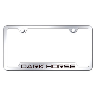 Autogold® - Chrome License Plate Frame with Laser Etched Dark Horse Logo and Cut-Out