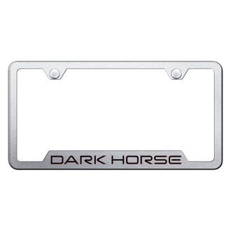 Autogold® - Brushed License Plate Frame with Laser Etched Dark Horse Logo and Cut-Out