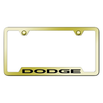 Autogold® - Gold License Plate Frame with Laser Etched Dodge Logo and Cut-Out
