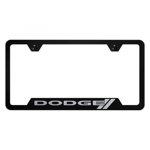 Autogold® - License Plate Frame with Laser Etched Dodge Stripes Logo and Cut-Out
