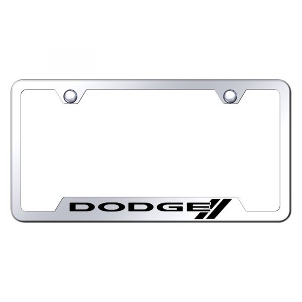 Autogold® - License Plate Frame with Laser Etched Dodge Stripes Logo and Cut-Out