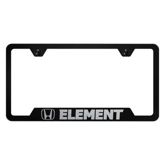 Autogold® - Black License Plate Frame with Laser Etched Element Logo and Cut-Out