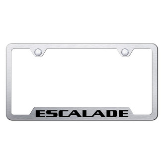 Autogold® - Brushed License Plate Frame with Laser Etched Escalade Logo and Cut-Out