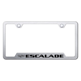 Autogold® - Brushed License Plate Frame with Laser Etched Escalade New Logo and Cut-Out