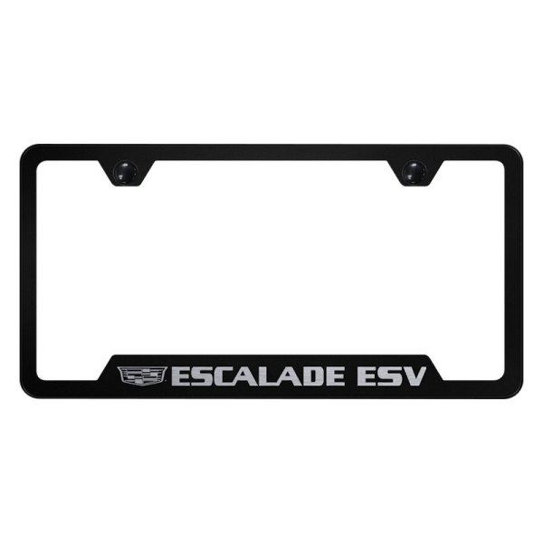 Autogold® - License Plate Frame with Laser Etched Escalade ESV Logo and Cadillac Emblem and Cut-Out
