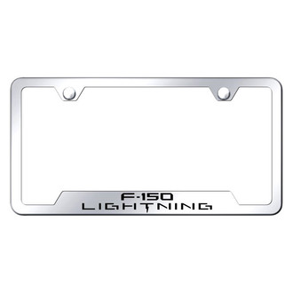 Autogold® - Chrome License Plate Frame with Laser Etched F-150 Lightning Logo and Cut-Out