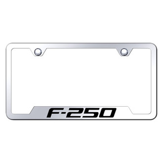 Autogold® - Chrome License Plate Frame with Laser Etched F-250 Logo and Cut-Out