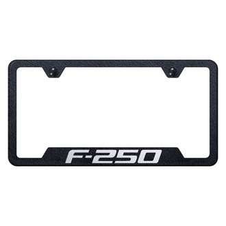 Autogold® - Rugged Black License Plate Frame with Laser Etched F-250 Logo and Cut-Out