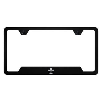 Autogold® - Black License Plate Frame with Laser Etched Fleur-De-Lis Logo and Cut-Out