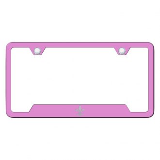 Autogold® - Pink License Plate Frame with Laser Etched Fleur-De-Lis Logo and Cut-Out
