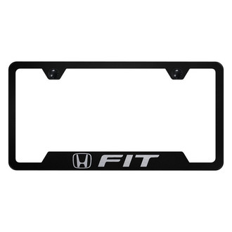 Autogold® - Black License Plate Frame with Laser Etched Fit Logo and Cut-Out