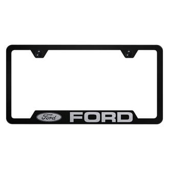 Autogold® - Black License Plate Frame with Laser Etched Ford Logo and Cut-Out