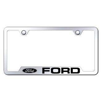 Autogold® - Chrome License Plate Frame with Laser Etched Ford Logo and Cut-Out