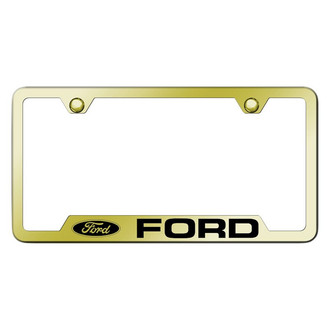 Autogold® - Gold License Plate Frame with Laser Etched Ford Logo and Cut-Out
