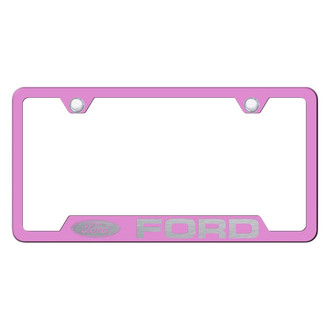 Autogold® - Pink License Plate Frame with Laser Etched Ford Logo and Cut-Out