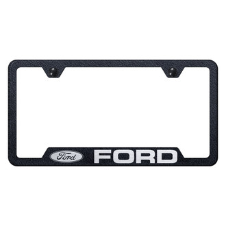 Autogold® - Rugged Black License Plate Frame with Laser Etched Ford Logo and Cut-Out