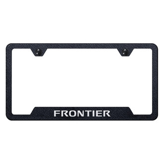 Autogold® - Rugged Black License Plate Frame with Laser Etched Frontier Logo and Cut-Out