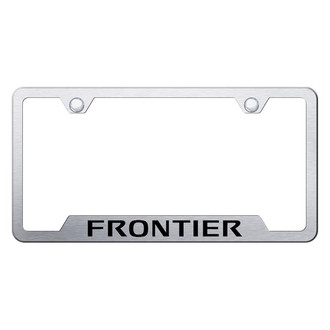 Autogold® - Brushed License Plate Frame with Laser Etched Frontier Logo and Cut-Out