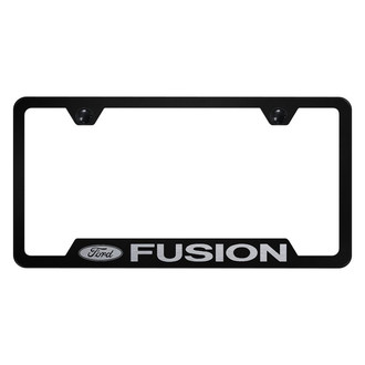 Autogold® - Black License Plate Frame with Laser Etched Fusion Logo and Cut-Out